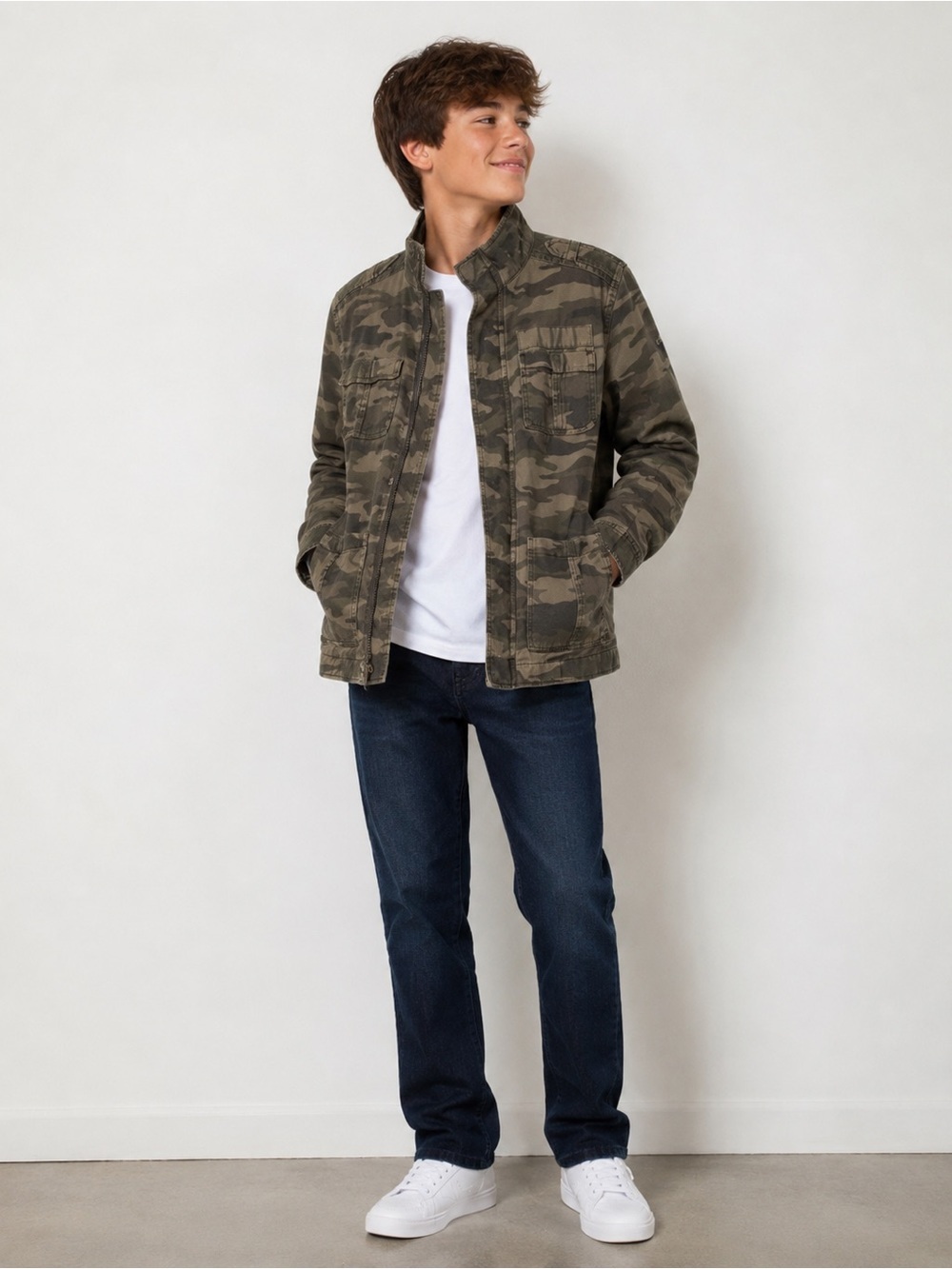 Abercrombie Kids Camo Utility Jacket Boys Girls Youth L 15/16 Full Zip